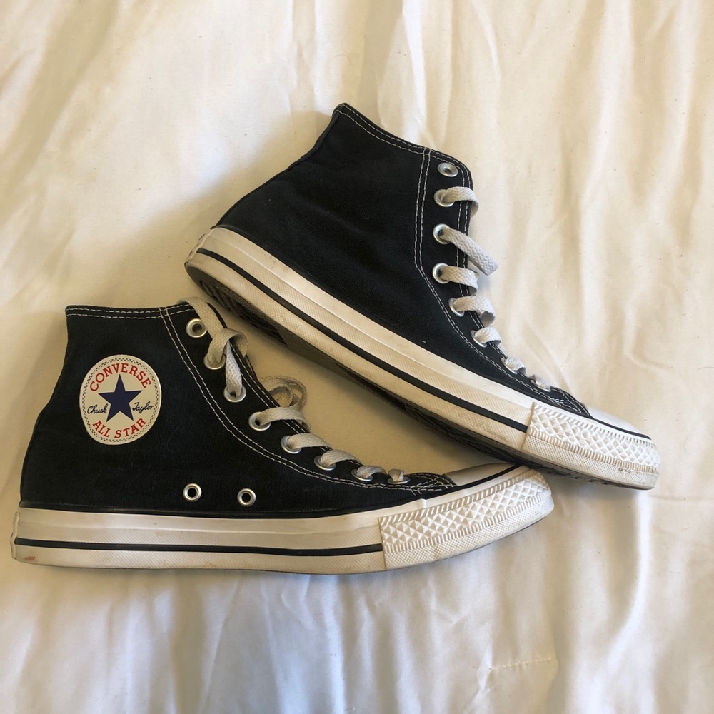 W. Size 9 Black Hightop Converse // Good Condition